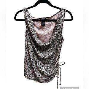 NWOT BCBG PARIS women's medium sleeveless top with side tie pale pink and black